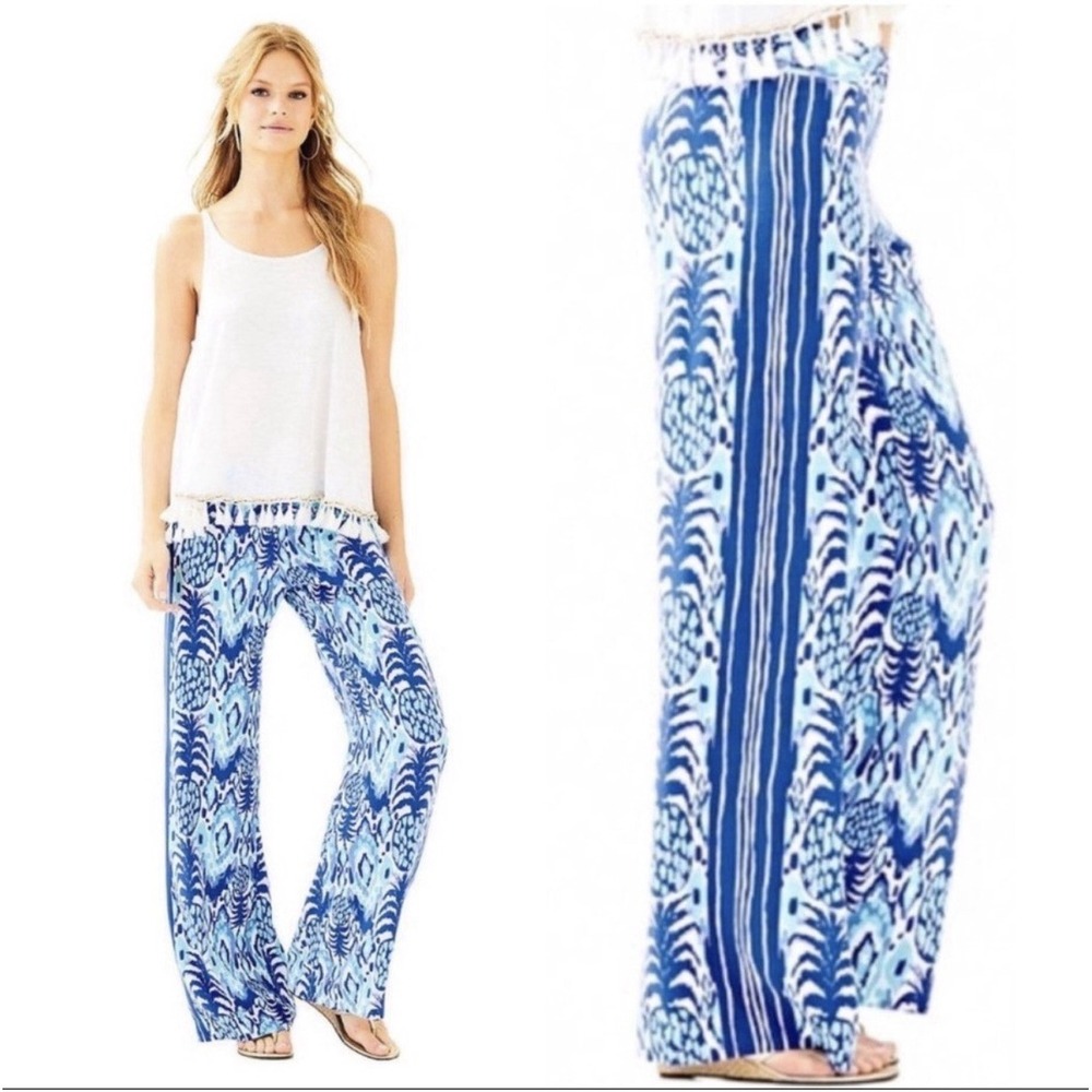 Lilly Pulitzer Bal Harbour Palazzo Pant Tropi Call Me Pineapple Print Sz M